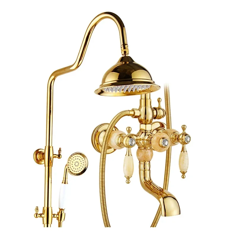 Shower Set Faucets Bathroom Mixer Taps Top Spray Rainfall Shower Head Washing Faucet Antique Shower System Plumbing Crane