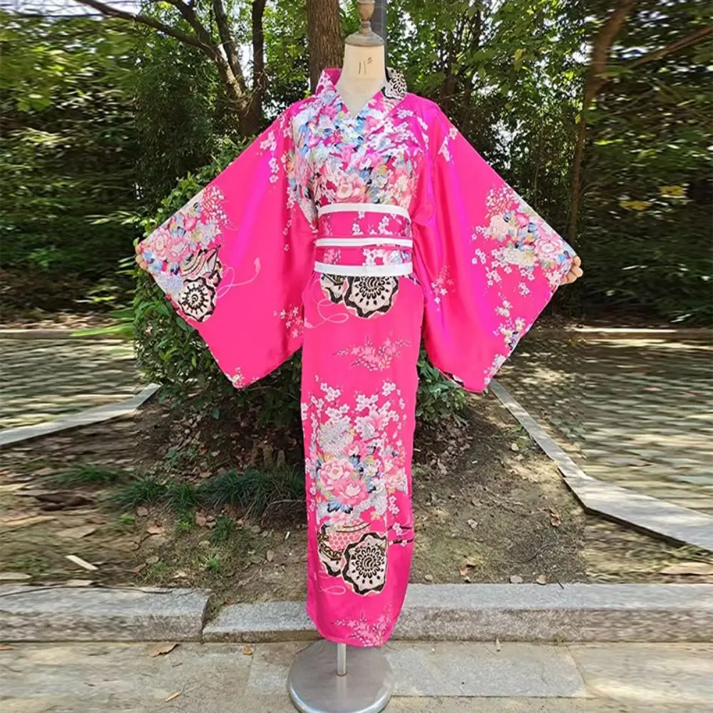 Cosplay Costume Traditional Japanese Kimono Japanese Style Elegance Sakura Girl Kimono Dress Printed Floral Asian