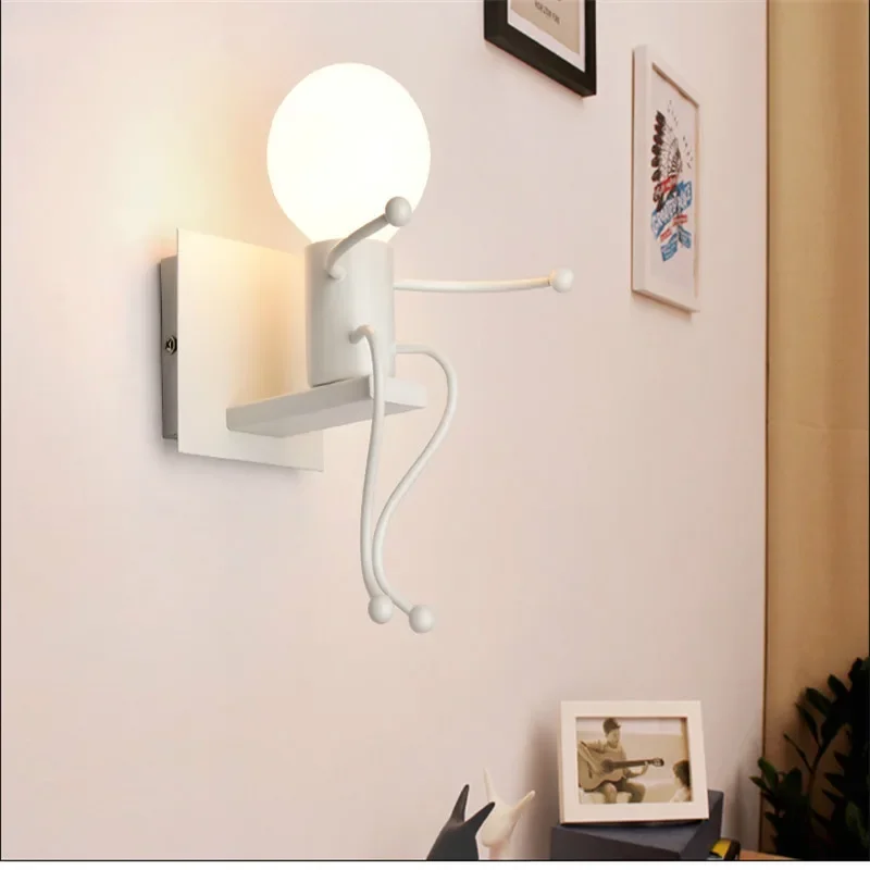 

European style creative personality LED bedside lamp modern simple bedroom aisle stairs corridor children iron wall