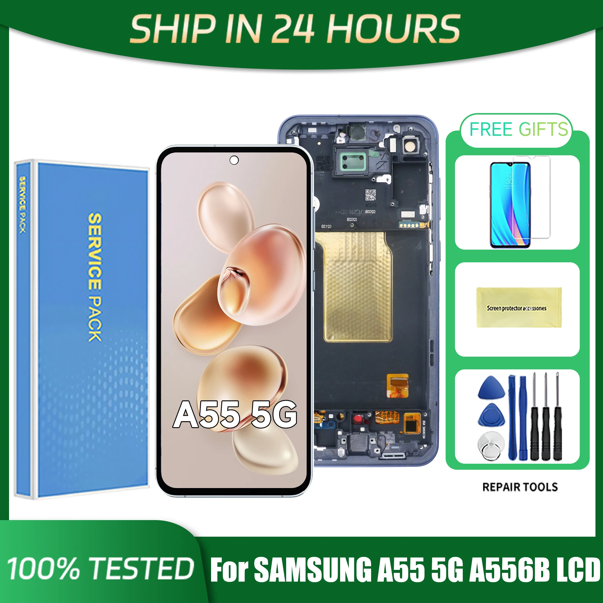 6.6\'\' Super AMOLED For Samsung A55 5G LCD A556V A556E A5560 Display Touch Screen Digitizer For Samsung A556B LCD Frame