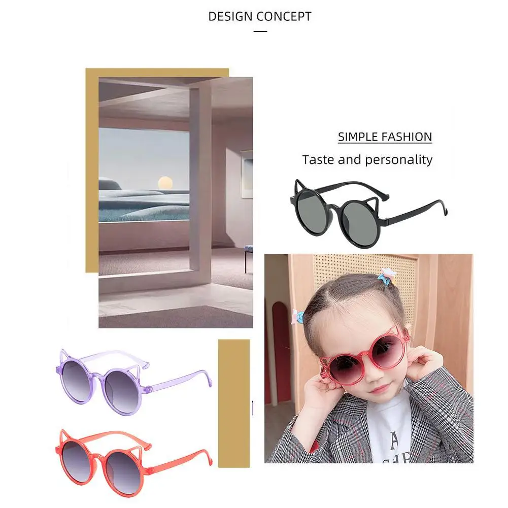 

1PCS Kids Sunglasses Cute Cartoon Cat Ears Sunglasses Vintage Lovely Sun Children Protection Protecti Classic Sunglasses Ou F4D9
