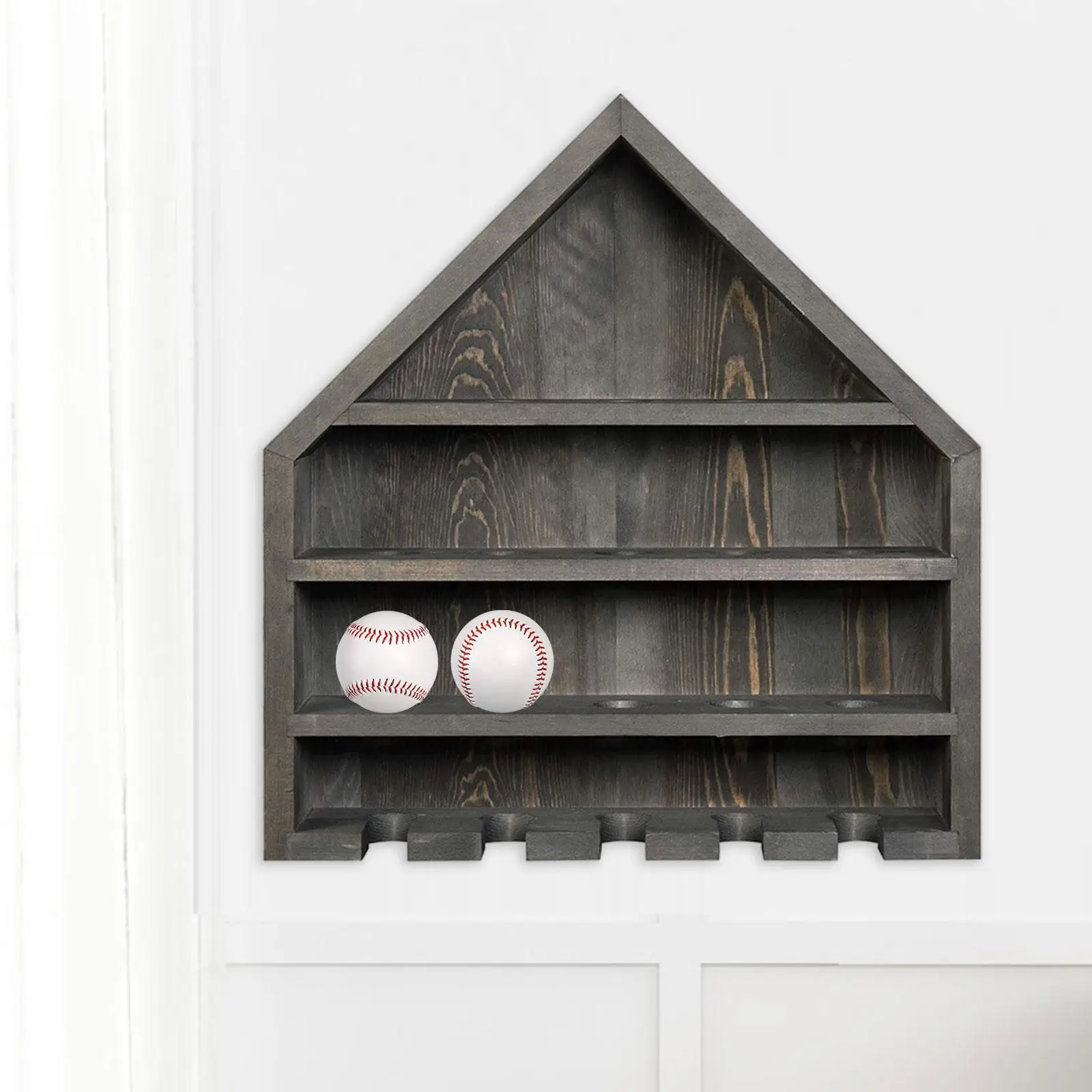 

Baseball Display Case Wall Display Box Wood Tennis Ball Storage Display Rack