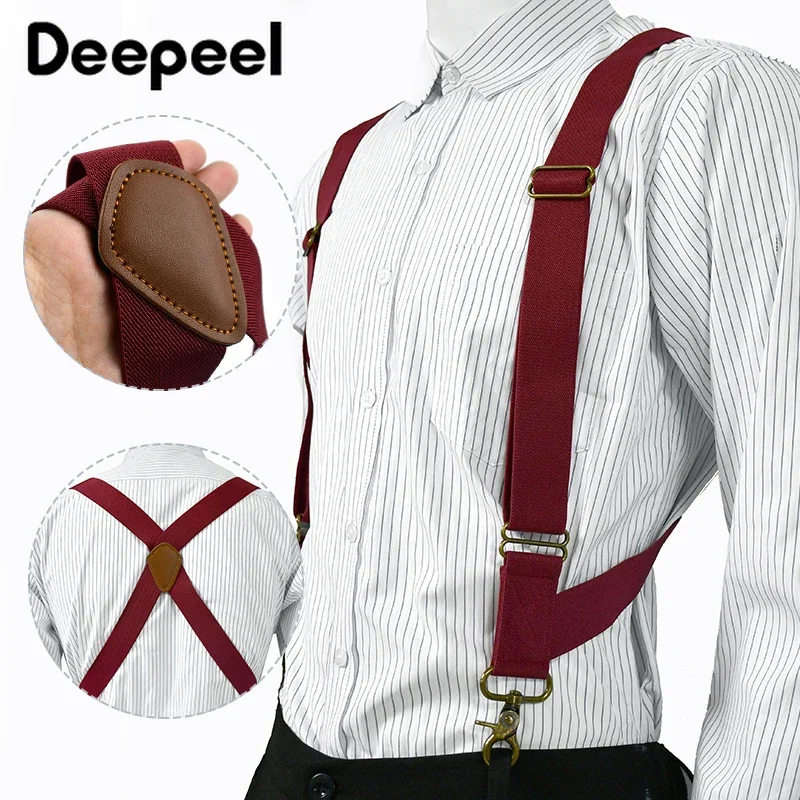 

1Pc Deepeel 3.5cm Wide Adult Men's Suspender 2 Clips Adjustable Straps Elastic Braces Costume Suspenders Harness Man for Pants