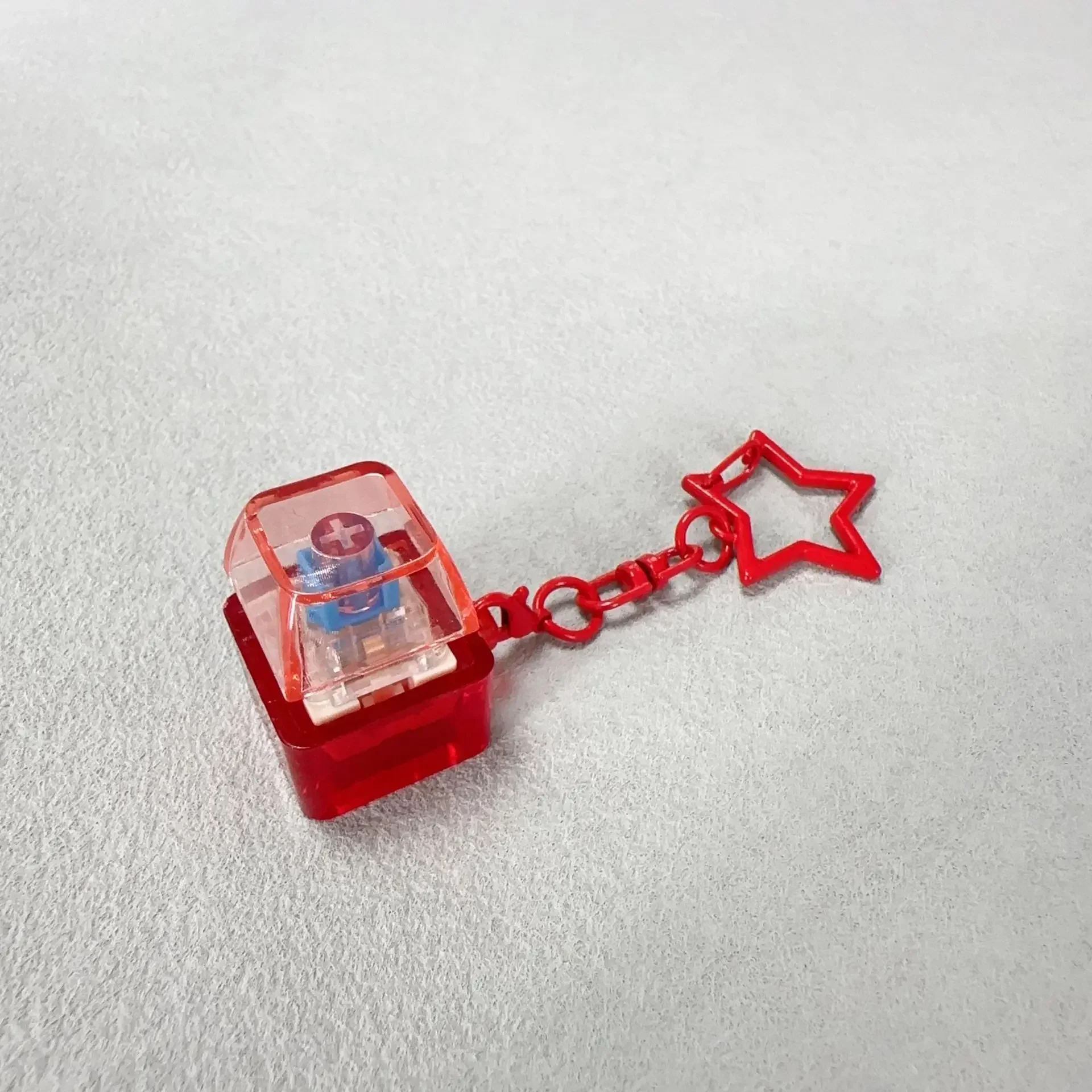 Keychain Mechanical Keyboard Button Keyring Decompression Fingertip Key Pentagram Pendant Stress Relief Sensory Toy Gifts