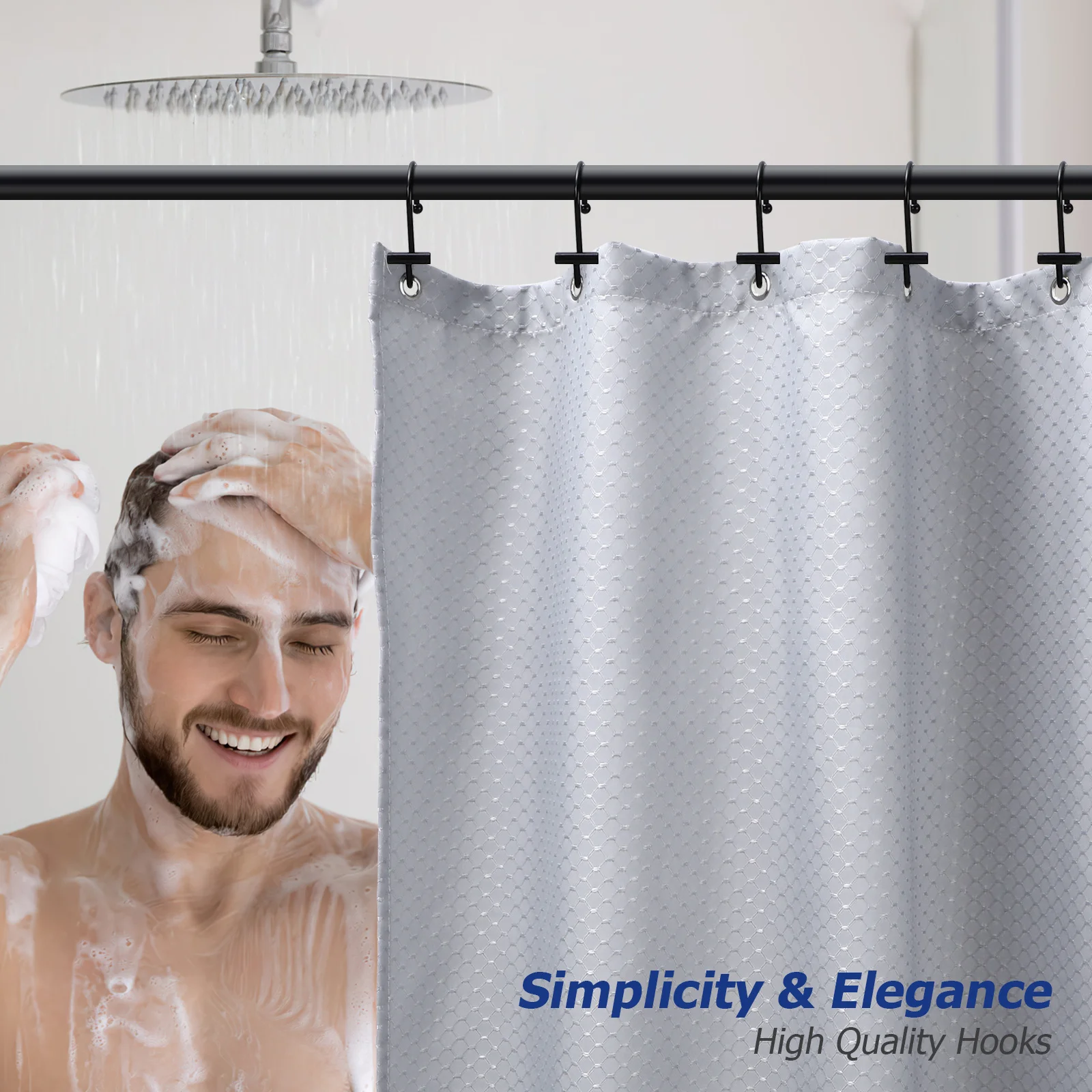 

12 pcs S Hook For Bathroom Decorative Shower Curtain Rings Iron Sliding Hangers T-End Design Smooth Glide Fit Standard Rods