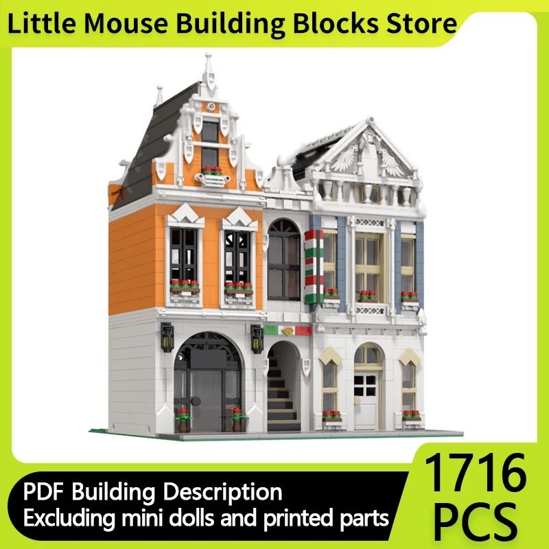 

City Street View Model MOC Building Bricks Pizzeria And Bookshop Modular Technology Gifts Holiday Assemble Children Toys Suit