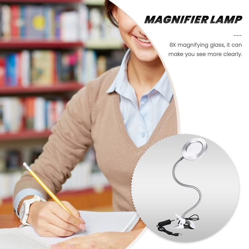 سطح الطاولة المكتبي 8X عدسة مكبرة لصالونات التجميل وشم المكبر ضوء المصباح