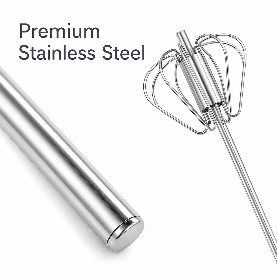 Stainless Steel Semi-automatic Whisk 32cm Hand Push Rotary Egg Beater Mixer 1Pc Kitchen Tool for Egg Cream Milk Frothing