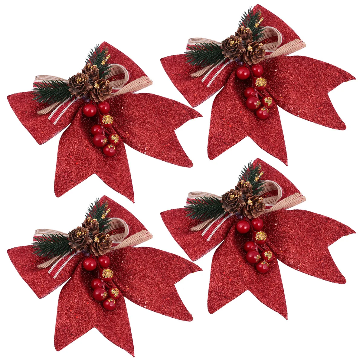 

4pcs Christmas Hanging Decorations Festive Bow Ornaments For Christmas Bow Decoration Holiday Party Home Xmas Decoration
