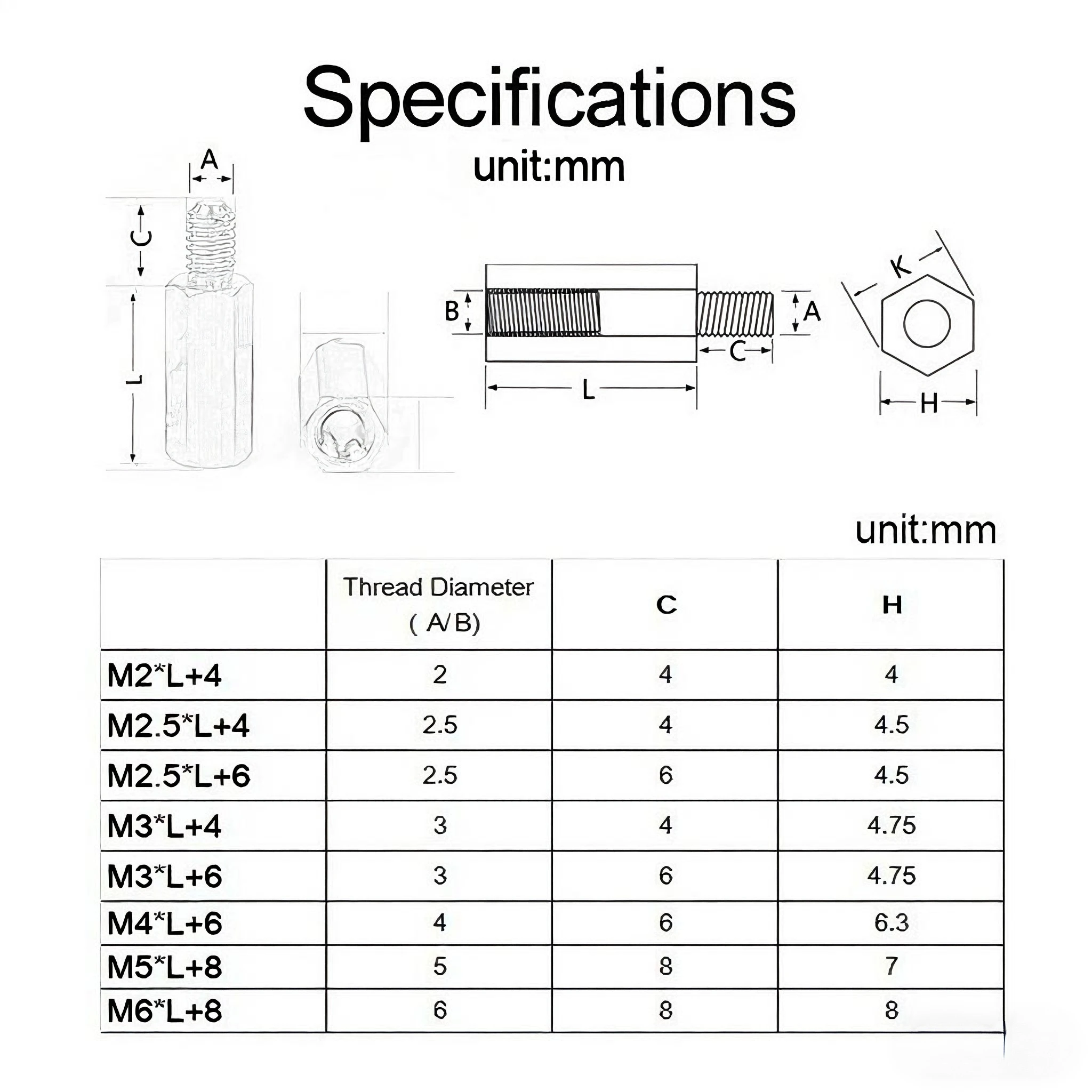 M2.5-M6 Hexagonal Isolation Columns Stainless Steel Male-Female Standoff Spacer Screws 5/10PCS