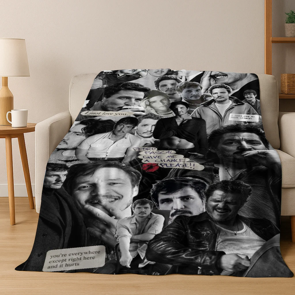 Famous Pedro Pascal Actor Star Art Gift Flannel Blanket,Cozy Soft Throw Blanket for Home Bedroom Bed Sofa Office Cover Kids