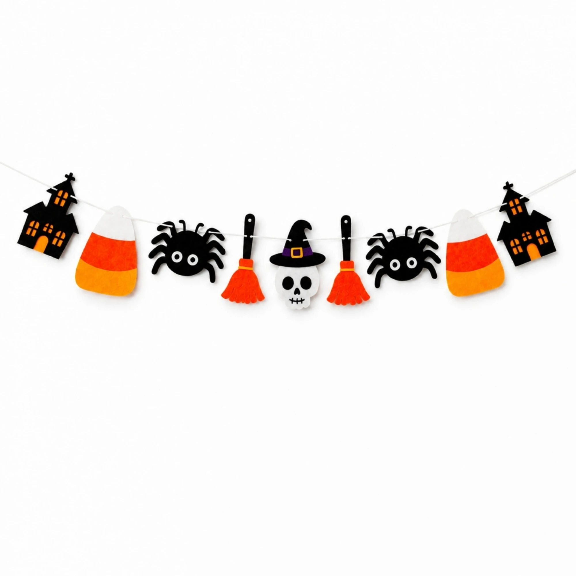 Halloween Banner Spider Skull Castle Broom Bunting Flag Hanging Decoration