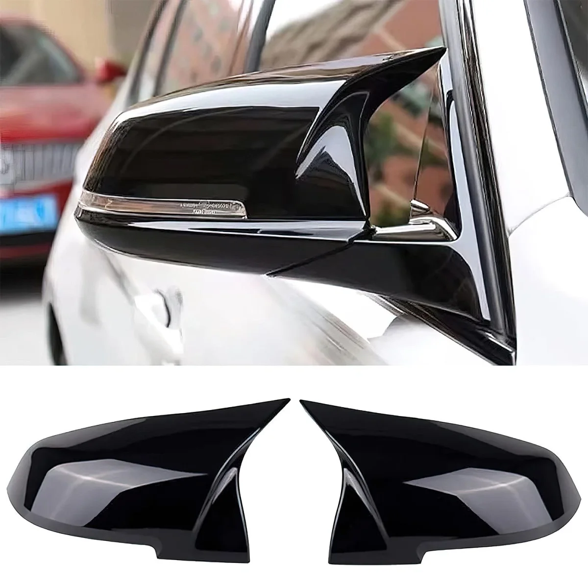 2PCS Car Side Rearview Wing Mirror Cover Caps For BMW 1 2 3 4 Series F20 F30 F31 F32 F34 F36 E84 2014 -2018 ABS Carbon Fiber
