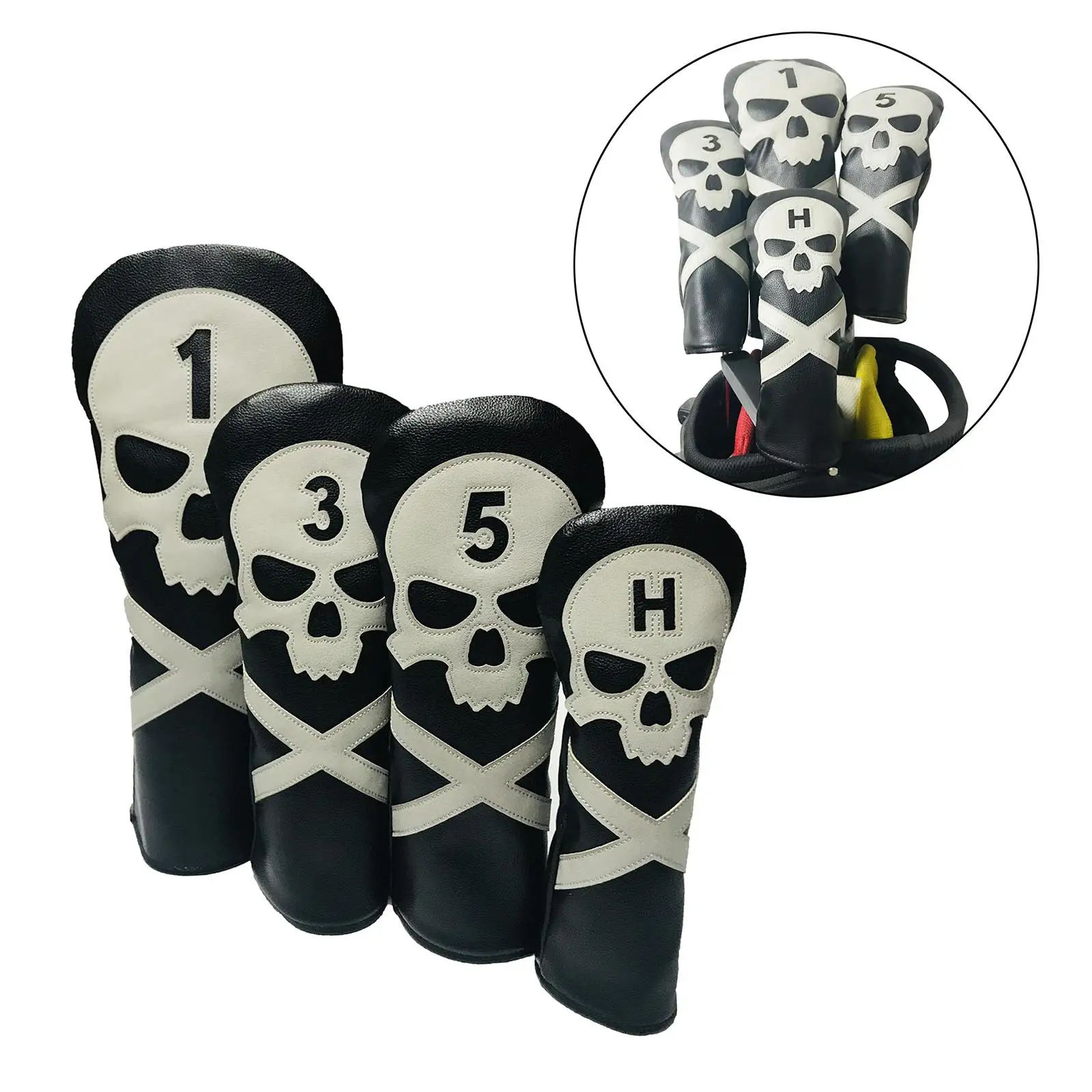 4Pcs Golf Club Head Covers 5 ut Woods Kopfbedeckung PU Traditional Protective Covers Clubs and Drivers