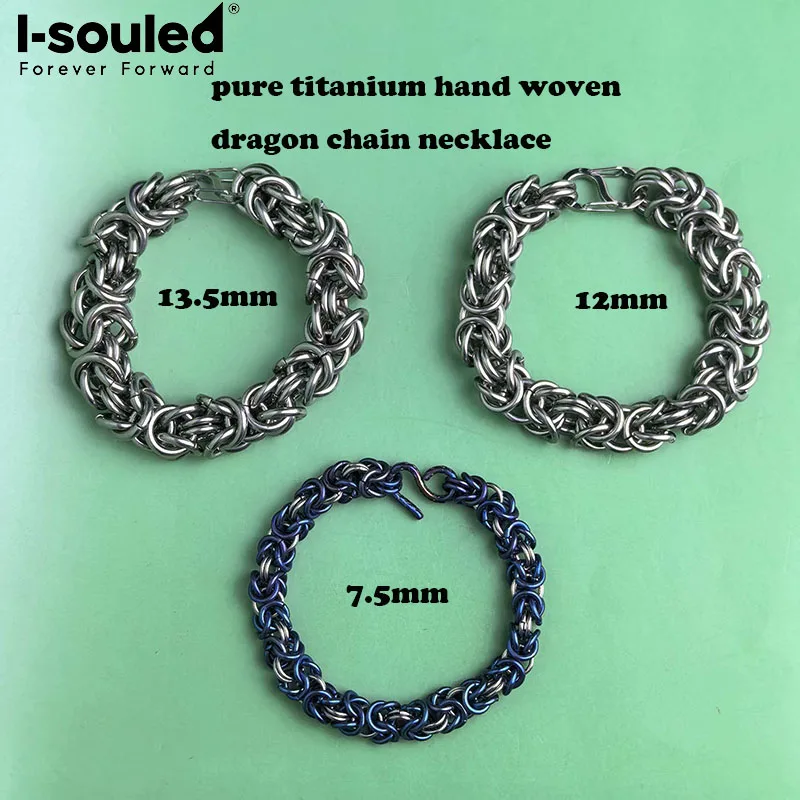 13.5mm/12.0mm/7.5mm pure titanium hand woven dragon chain necklace bracelet light waterproof