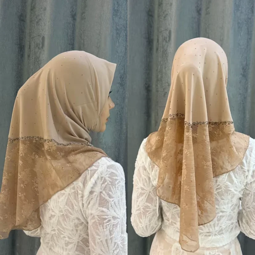 

Мусульманские свадебные женские шали, мягкие кружевные хиджабы 2025 года, роскошные хиджабы