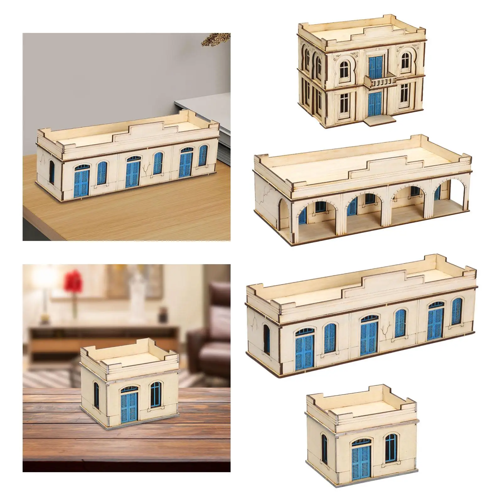 3D Wooden Architecture Puzzle Kits, DIY Building Kits para Cena, 1: 72