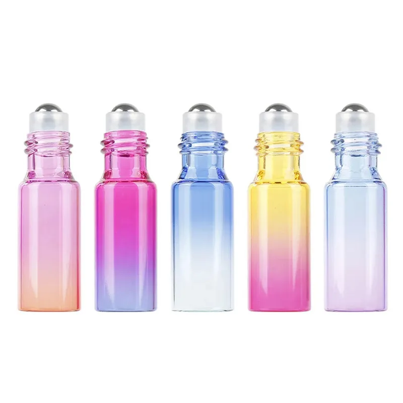 30/50/100pcs 5ml Glass Roll-on Bottle with Metal Roller Ball Glass Vials for Essential Oil Colognes Perfume Travel Sample Test