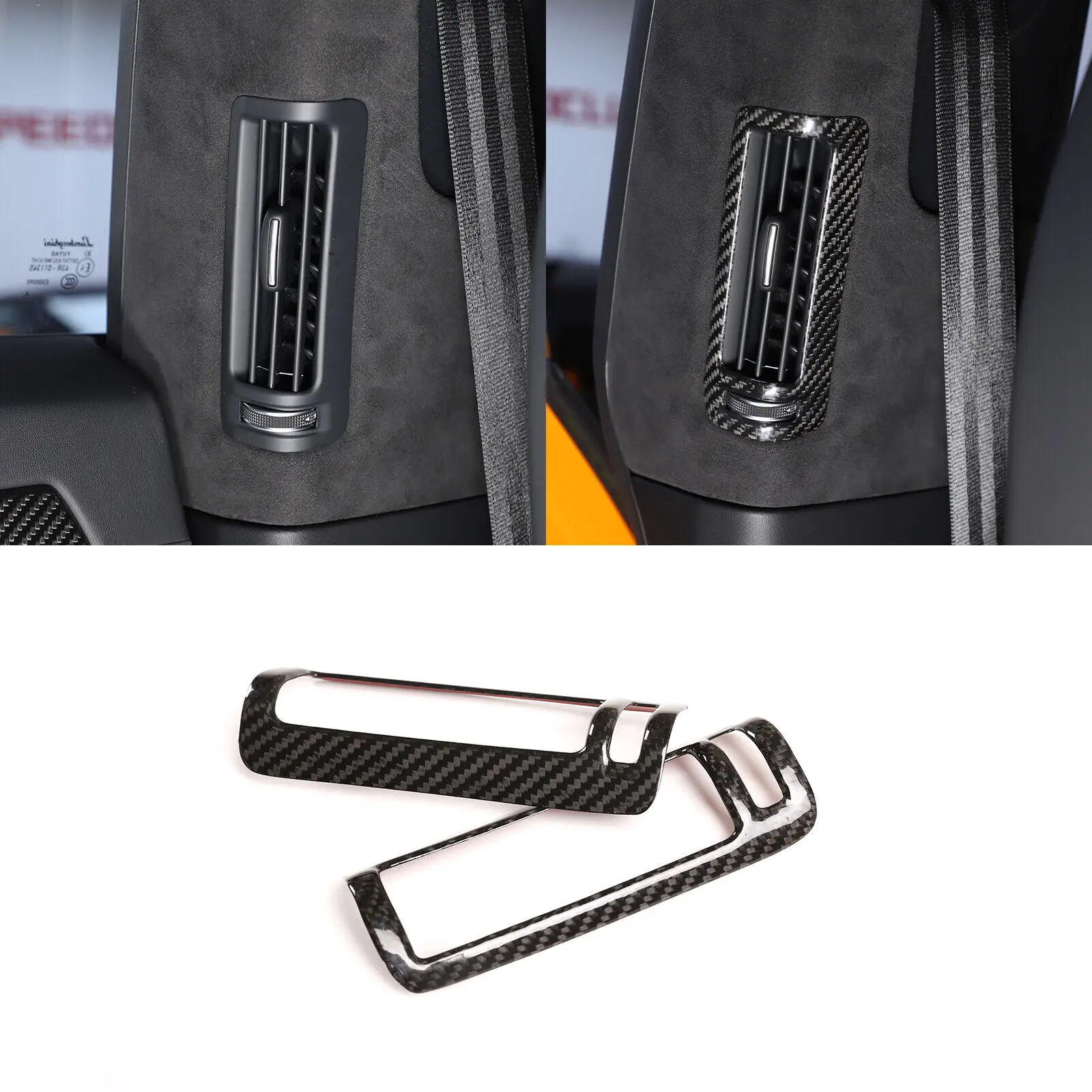 

Dry Carbon Fiber B Pillar Air Outlet Vent Decoration Cover Trim Fit For Lamborghini URUS 2018-2022