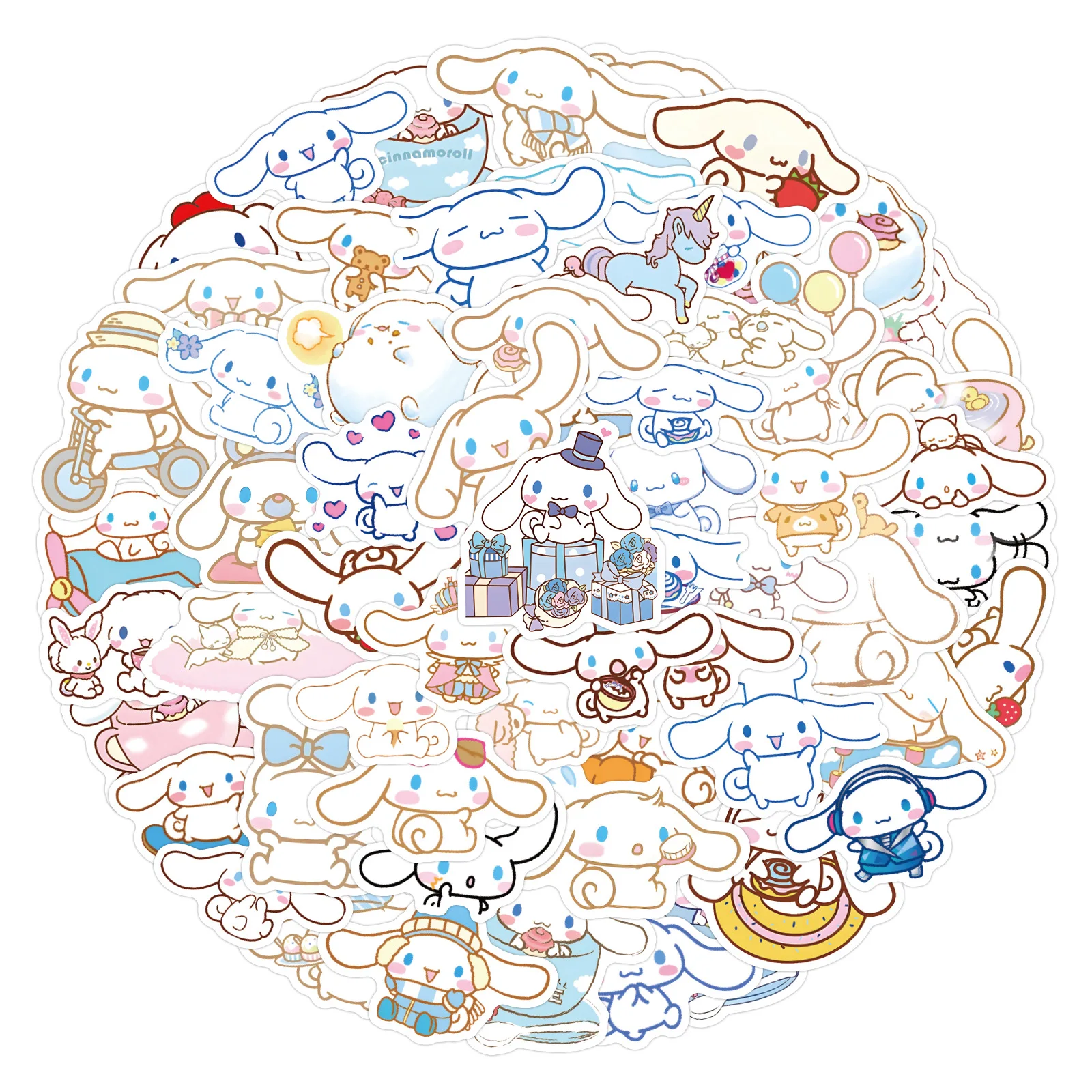 60/120PCS Cinnamoroll Kawaii Cartoon Anime Sticker Refrigerator Waterproof Laptop Kawaii Sanrio Stickers Kid Toy Decoration