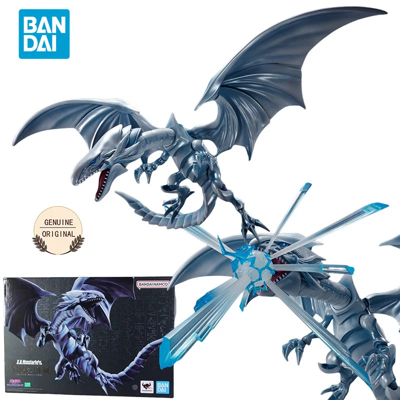 In Stock Bandai Genuine Yu-Gi-Oh S.H.MonsterArts Duel Monsters Blue-Eyes White Dragon Model decoration Collect souvenir toys