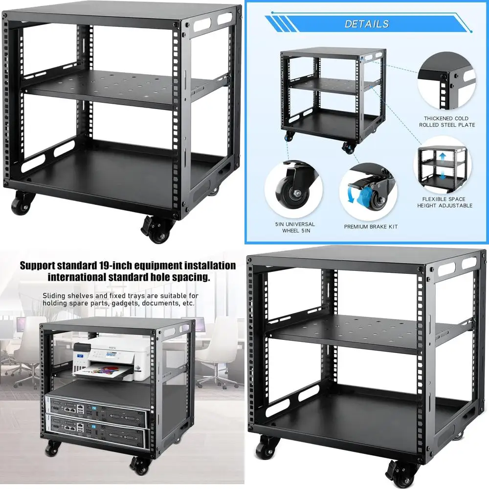 

Мобильная серверная стойка 9U с колесами для сетевого и AV-оборудования - черная
