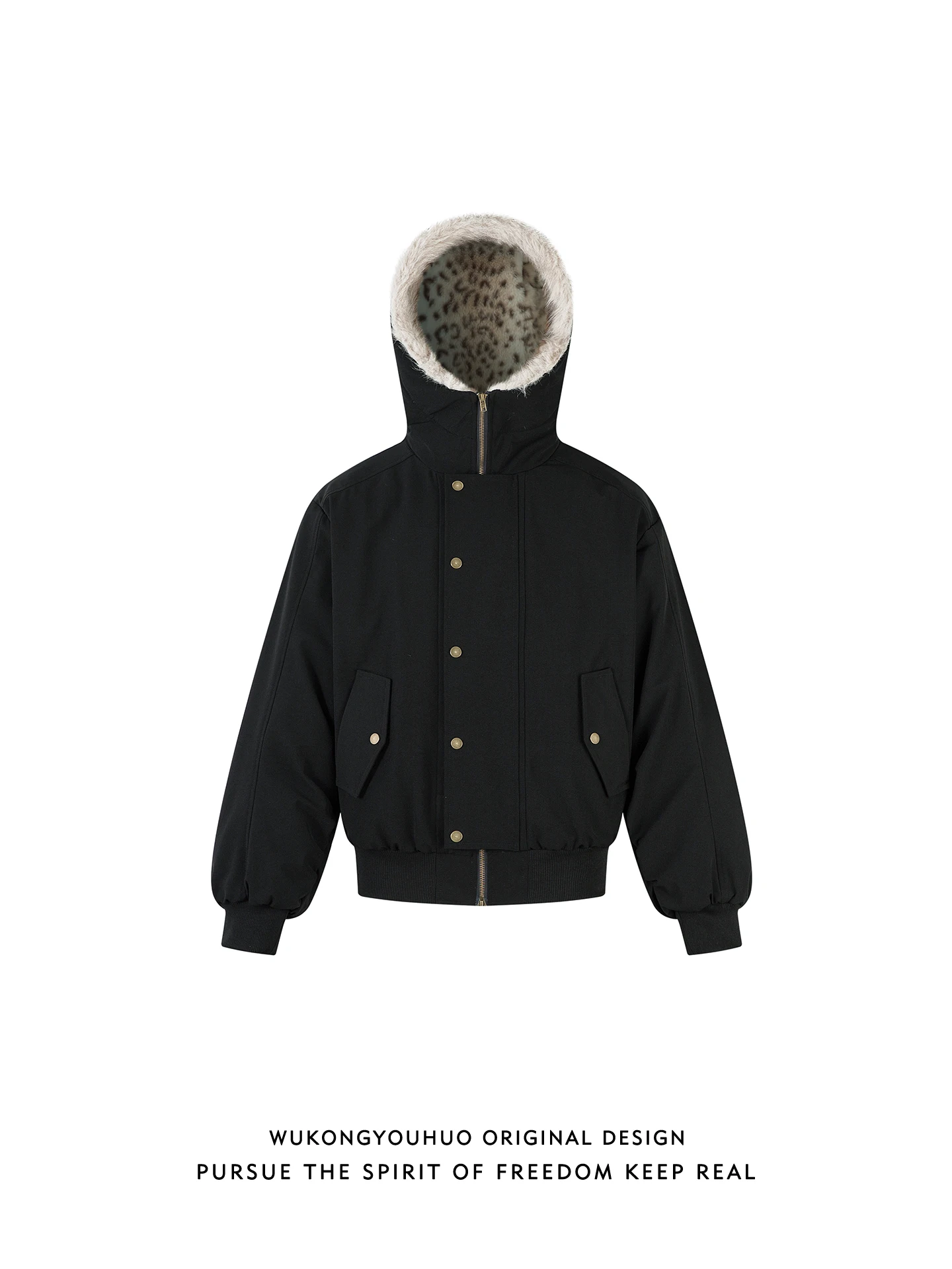 

Мужская зимняя куртка с капюшоном Thiened Fce, вельветовая, в американском ретро-стиле, с леопардовым принтом и изображением горного орла, для молодежи