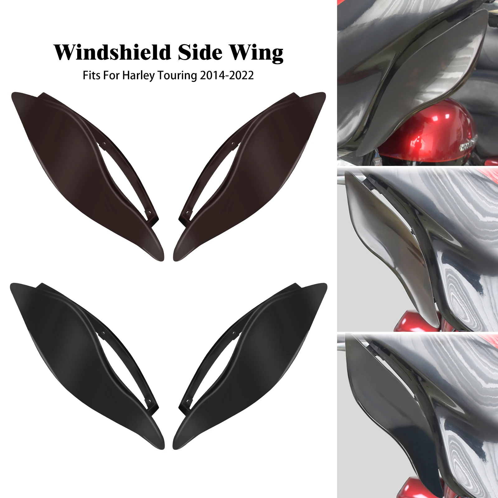 Motorcycle Windshield Adjustable Side Wing Air Deflector ABS Fairing For Harley Touring Electra Street Glide Road King Tri 14-22