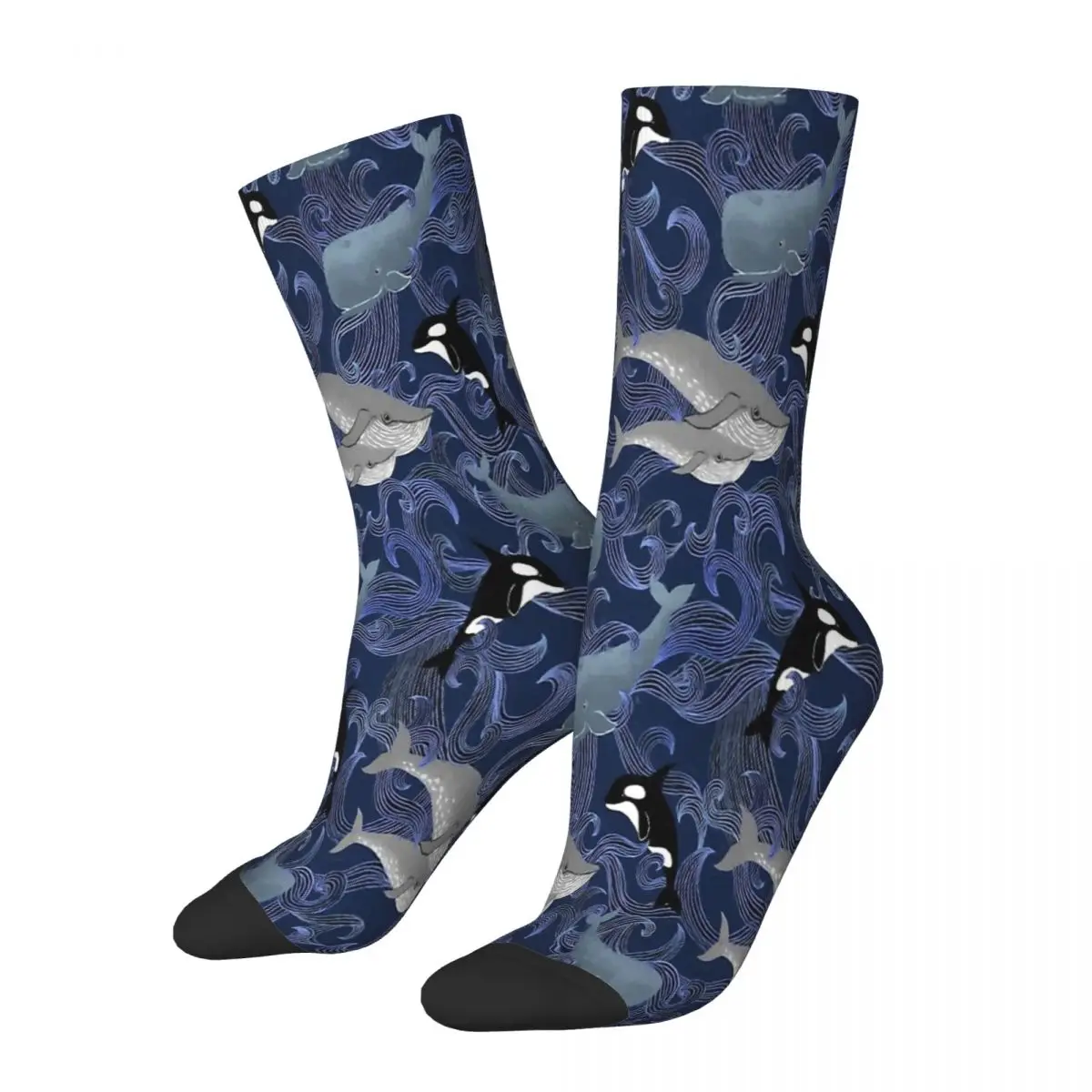 Beautiful Ocean Giants Purple Orcinus Orca Whale Dolphin Socks Male Mens Women Summer Stockings Printed