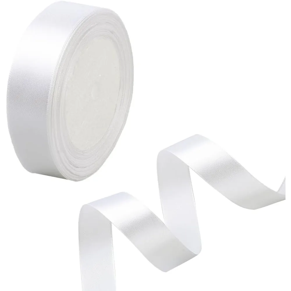 1 Zoll (25 mm) weißes Satinband für Hochzeiten, Nähen, DIY, 25 Yards/Rolle (22,86 m/Rolle)