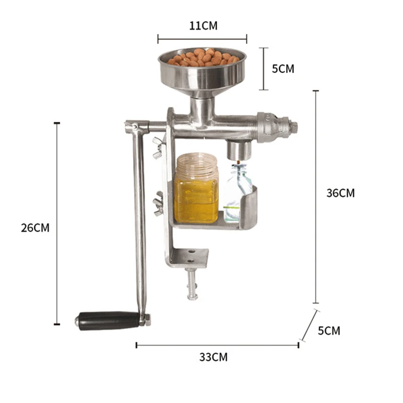 

Stainless Steel Hand-cranked Oil Press Household Small Miniature 304 Stainless Steel Olive Oil Peanut Oil Juicer JM-03