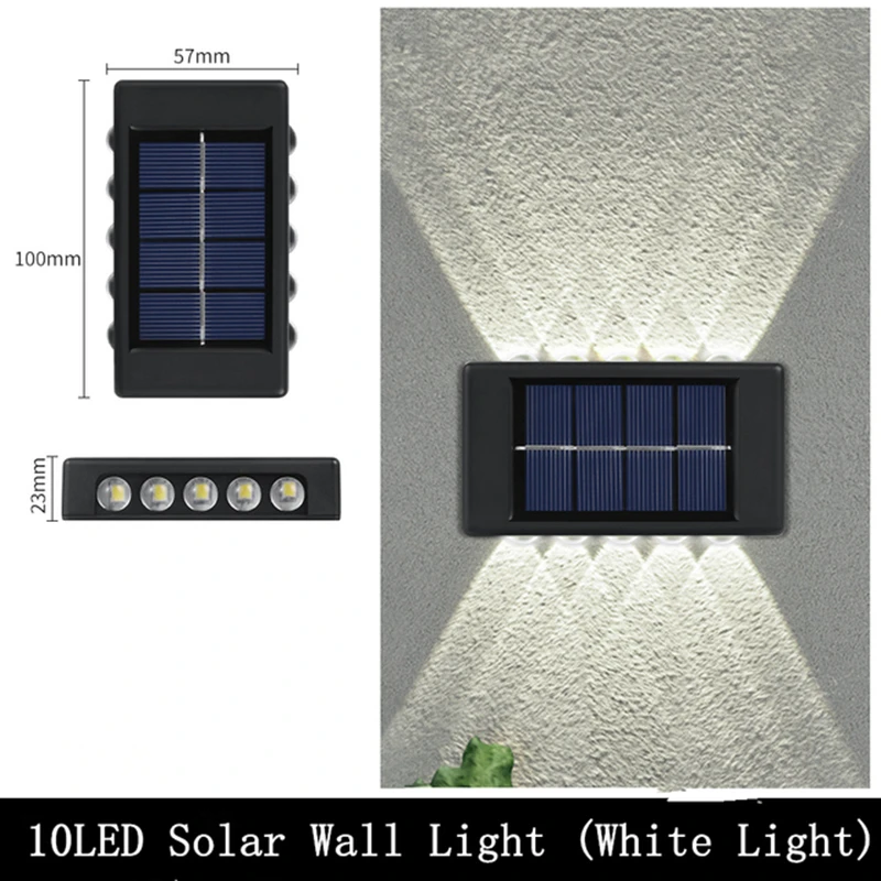 10LED Solar Wall Lamp Outdoor Waterproof Up and Down Luminous Lighting Garden Decoration Solar Lights Stairs Fence Sunlight Lamp