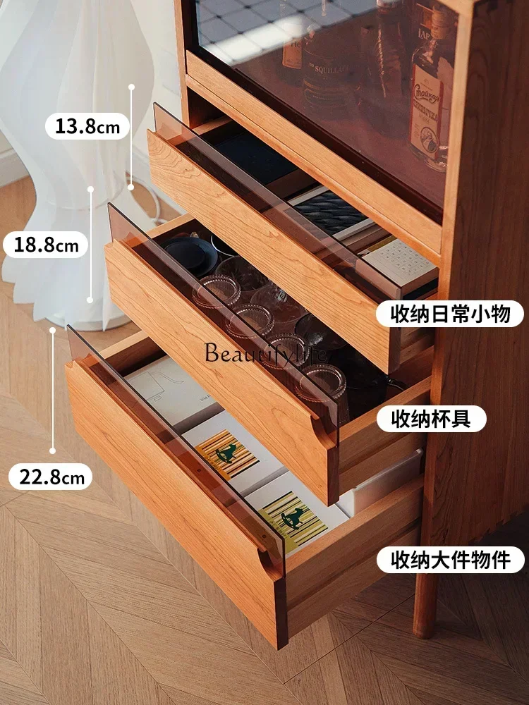 ls 42Nordic Cherry TV Side Cabinet Drawer Wall Locker