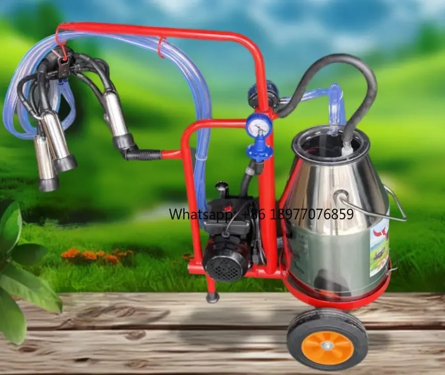 2026 25L/30L/40L Vibration Household Livestock Cattle Sheep Camels Milking Machine Large Mobile Single Bucket With Plug-in Power