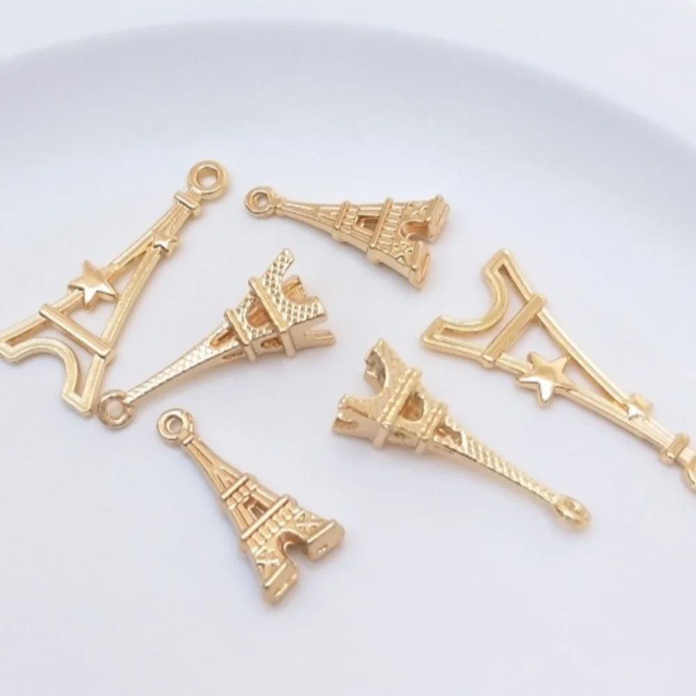 

1Pcs Copper Charms 14K Gold Color Paris Eiffel Tower Pendant Handmade DIY Jewelry Charm Bracelet Accessories Decorative Pendant