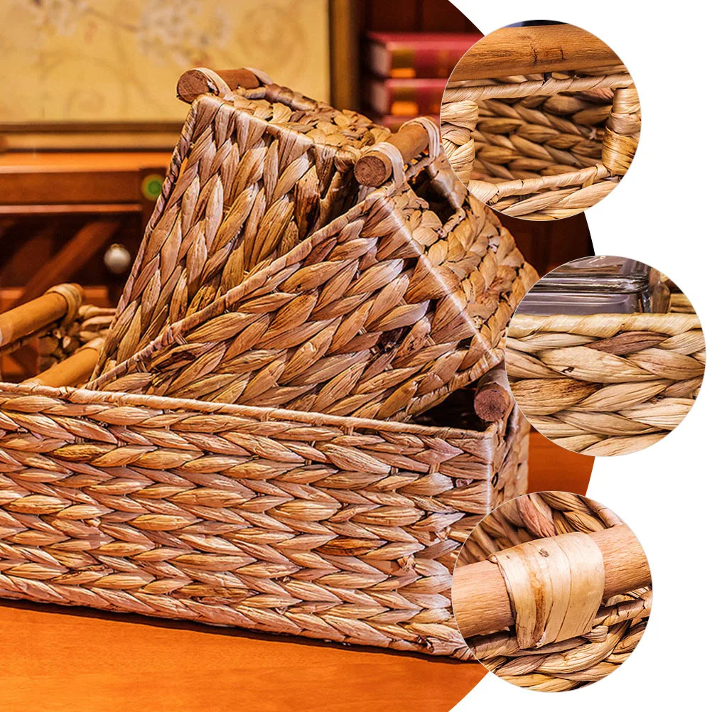 

Handwoven Rattan Storage Basket Vintage Desktop Sundries Holder Decorative Woven Basket Household Organizer Sundries Organizer