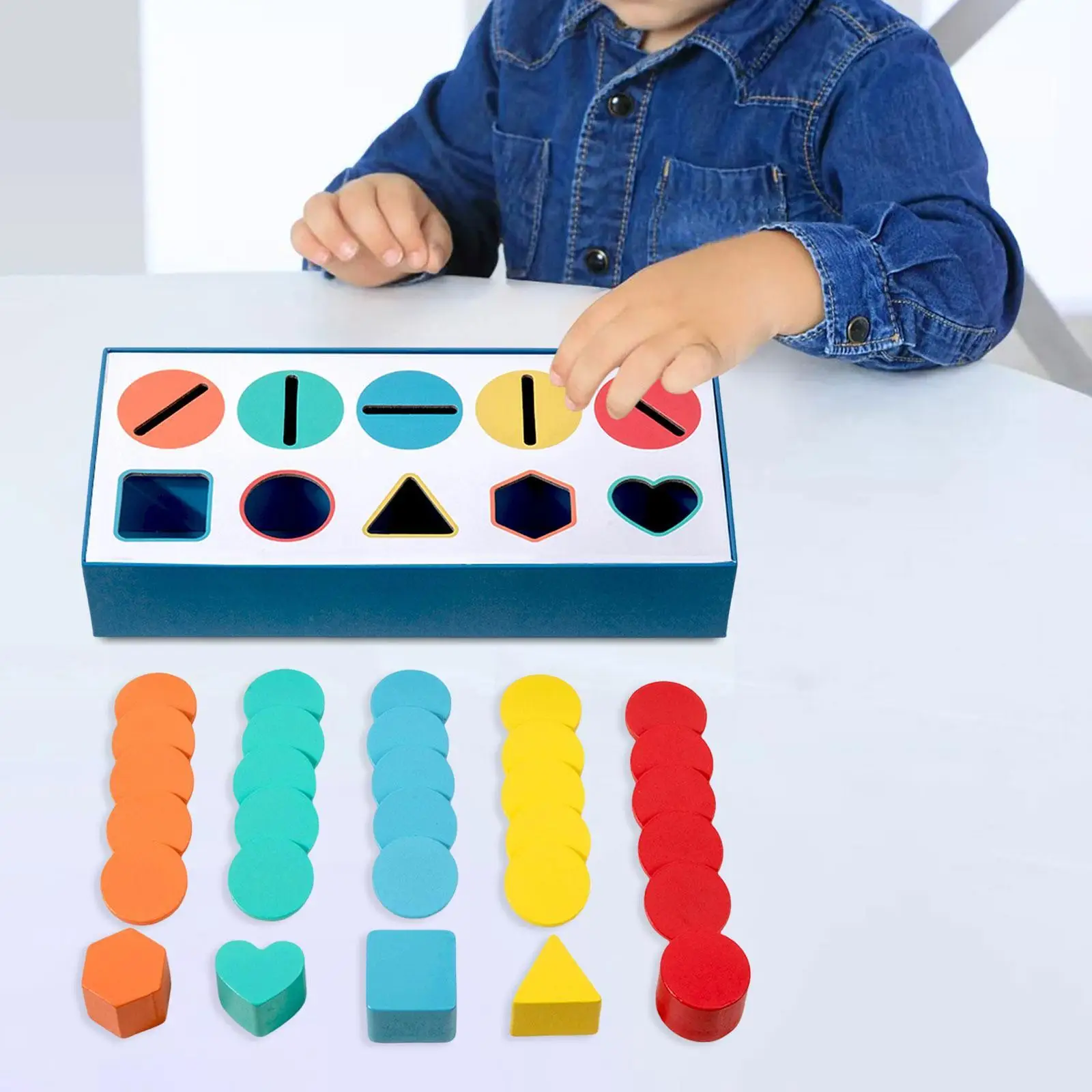 Color Shape Sorter Toy,Montessori Toys Educational Hand Eye Coordiantion Wooden Sorting Box Matching Toy for Kids Preschooler