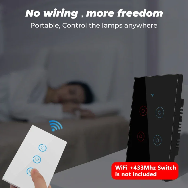 Wifi smart touch switch Light switch Network connection Tuya App wireless remote Alexa Google Control AC110V 220V