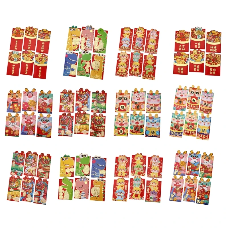 

6pcs Set Elegant Envelopes Dragon Money Envelopes for New Year Spring Festival, Weddings, and Birthday