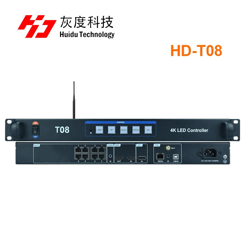 

4K Synchronous Sending Box Huidu T08 HD-T08 Integrated 8 Gigabit Network Port Output Support Maximum 5.2 Million Pixels