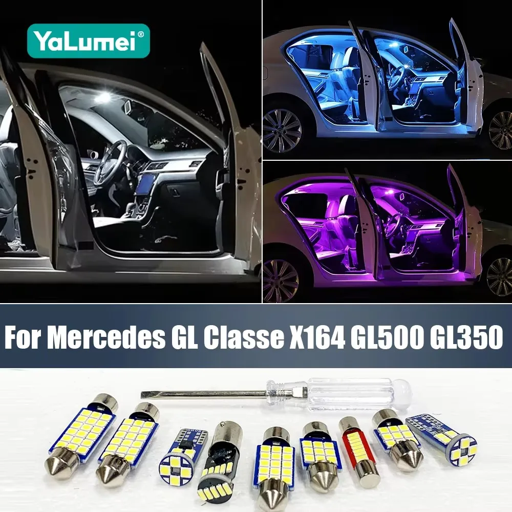 For Mercedes GL Classe X164 GL500 GL350 12V Car LED Bulbs Interior Reading Lamp Vanity Mirror Glove Box Trunk Lights Accessories