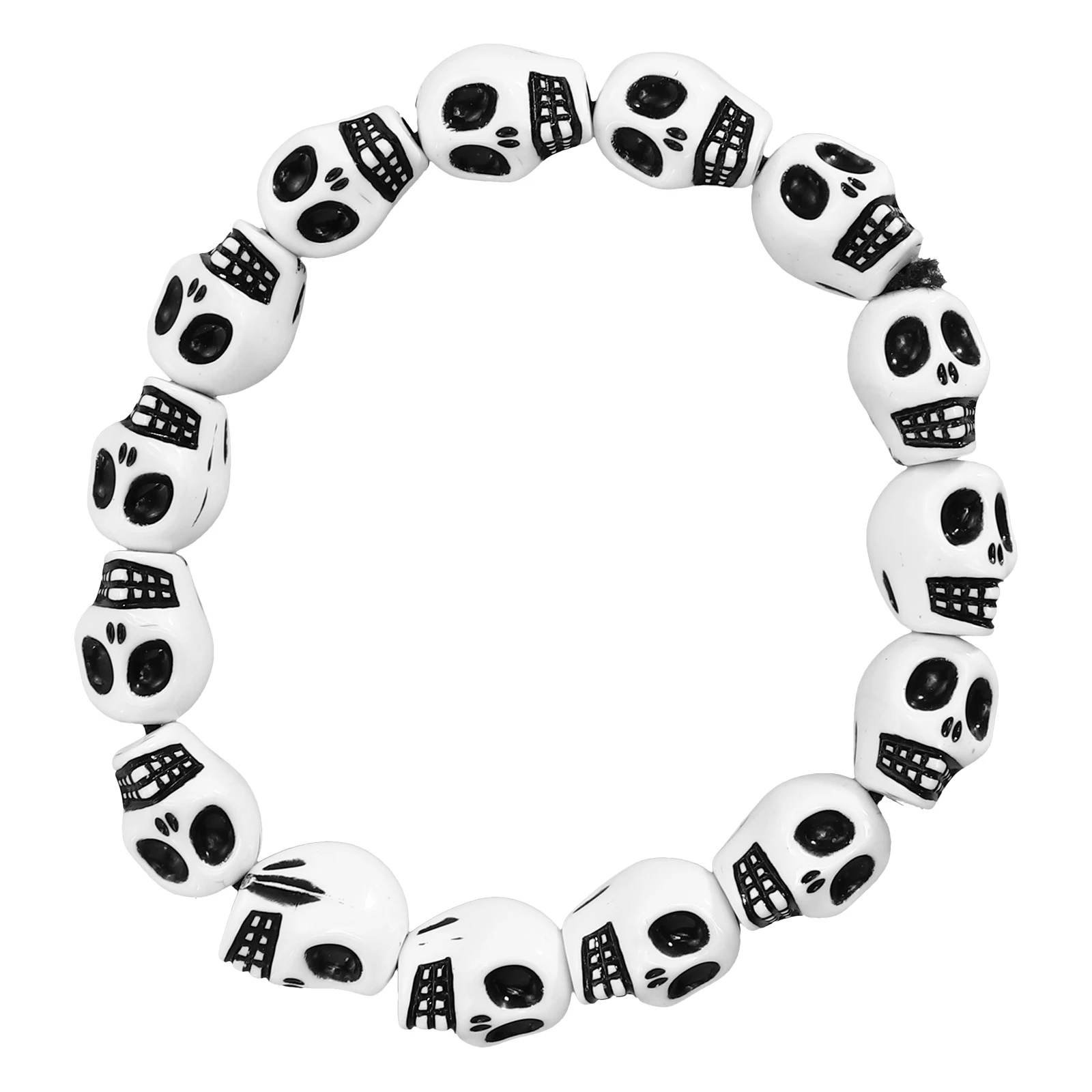 Stile Uomo Donna Gioielli Bracciale con teschio in resina Braccialetti con perline con teschio di moda Accessori per braccialetti con perline