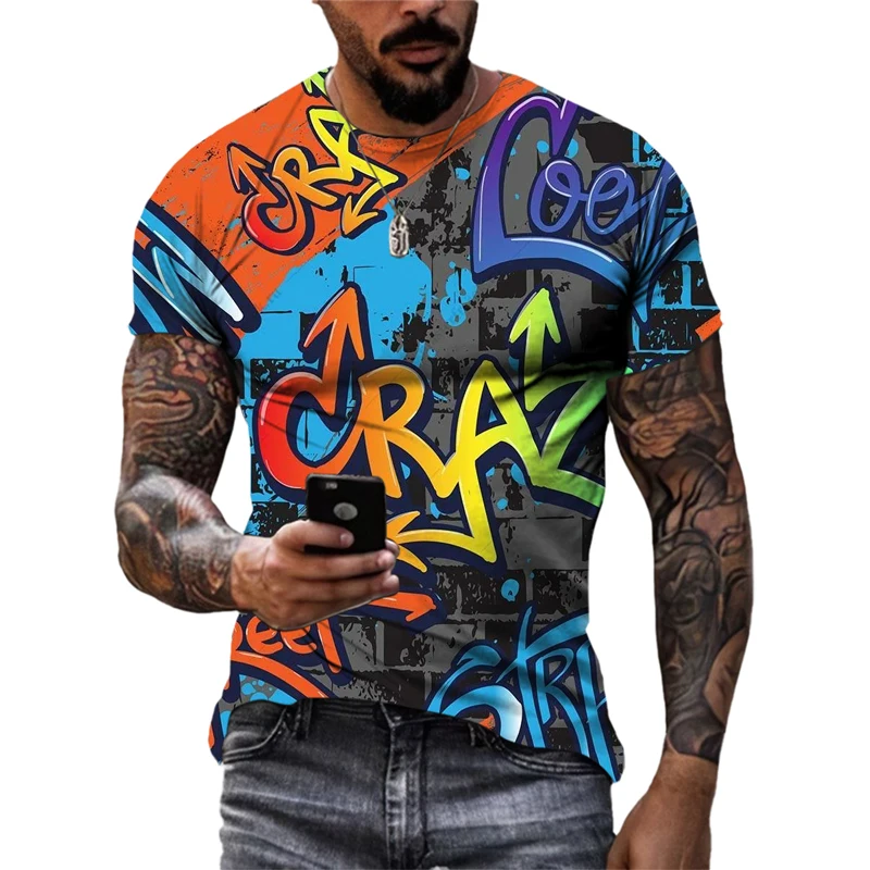 

Summer New 3D Printed Graffiti Men T-shirts 2023 Trend Fashion Casual Street Art oversizedshirt Hip Hop harajuku O-neck Tees