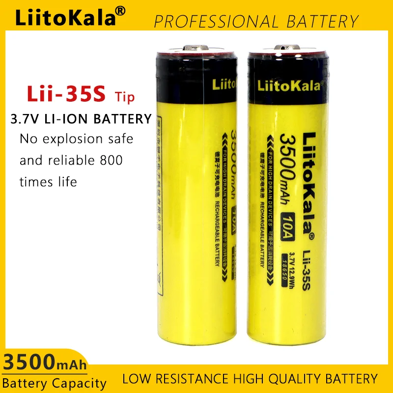 1-6PCS LiitoKala Lii-35S Tip 18650 3500mAh 3.7V  Rechargeable Lithium Battery For  Flashlight