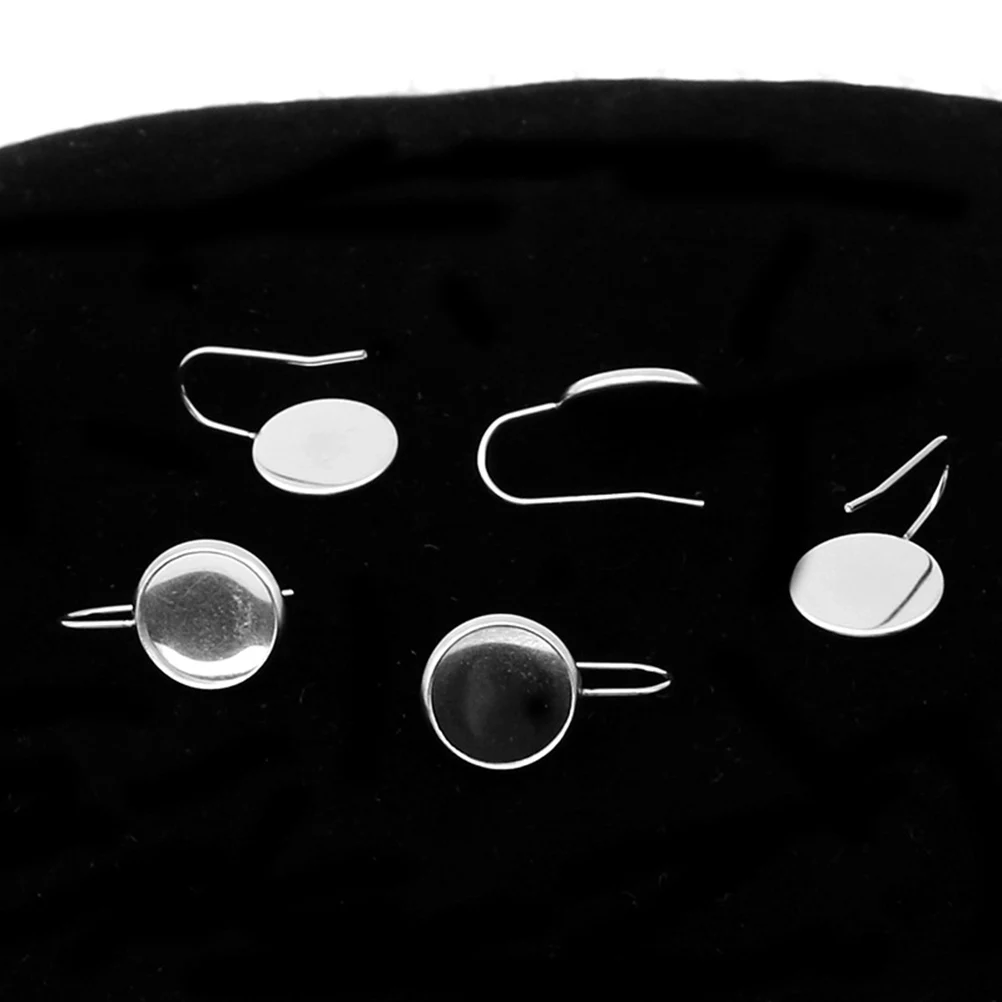 

50 Pcs Stainless Steel Earring Bottom Bracket Jewelry Making Accessories Supplies DIY Hook Bezel Setting