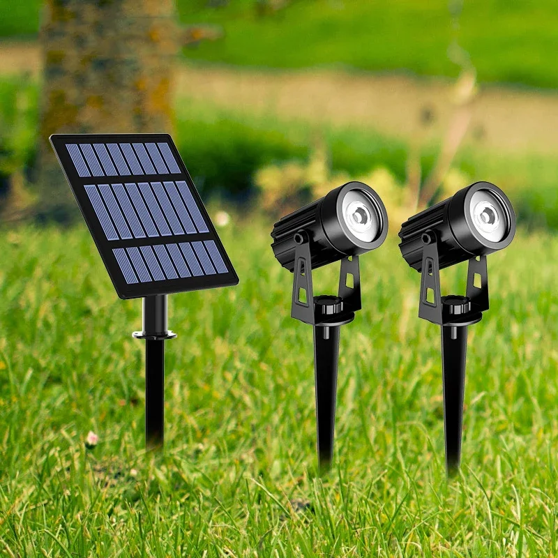 Spot Lumineux LED Solaire avec Prise de Terre, Éclairage d'Extérieur, Luminaire Décoratif de Paysage, Idéal pour une Pelouse, un Jardin ou une Cour, RVB