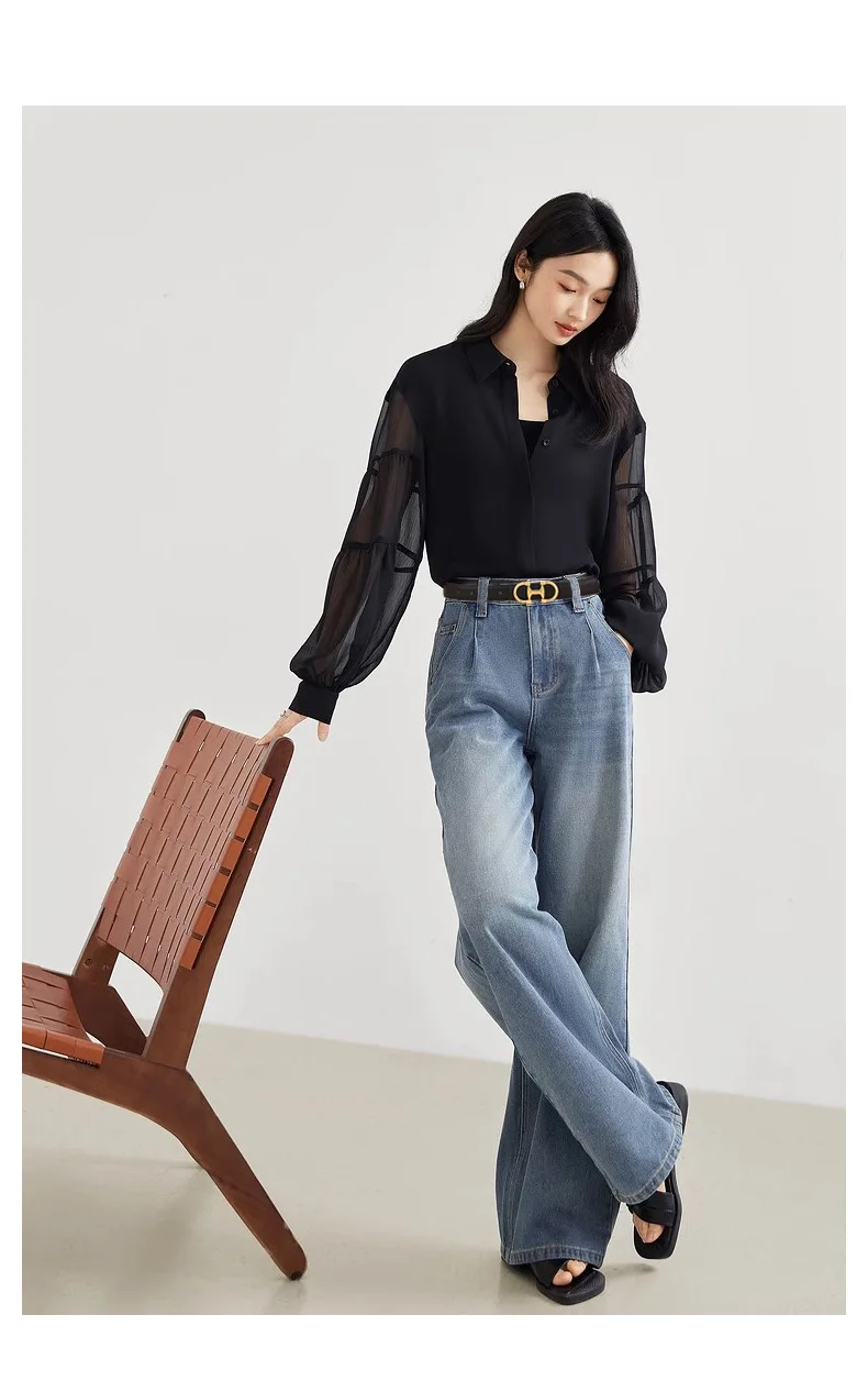 Modische Damen-Jeans mit vielseitiger Dekoration und Rindsledergürtel; Hochwertige Business-Mode – Detail 4