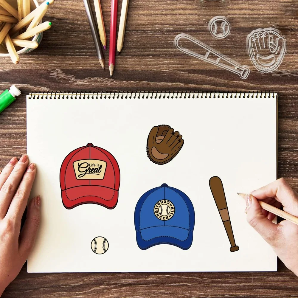 Baseball Hat Clear Stamps Baseball Sport Silicone Clear Stamp Seals for Cards Making DIY Scrapbooking Photo Journal Album