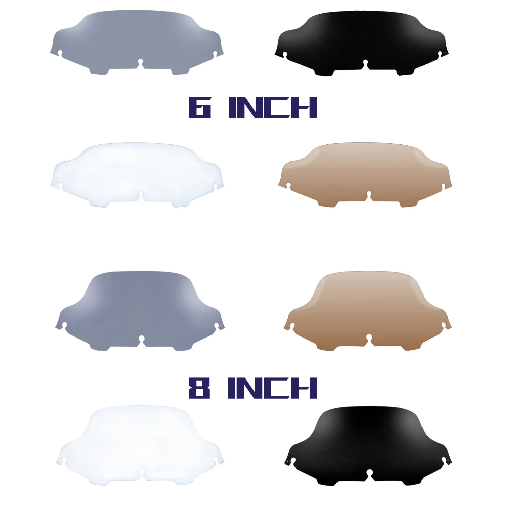 

6" Windscreen Motorcycle 8inch Windshield Wind Deflector For Harley Touring Street Glide Electra Glide Classic Ultra CVO 1996-13