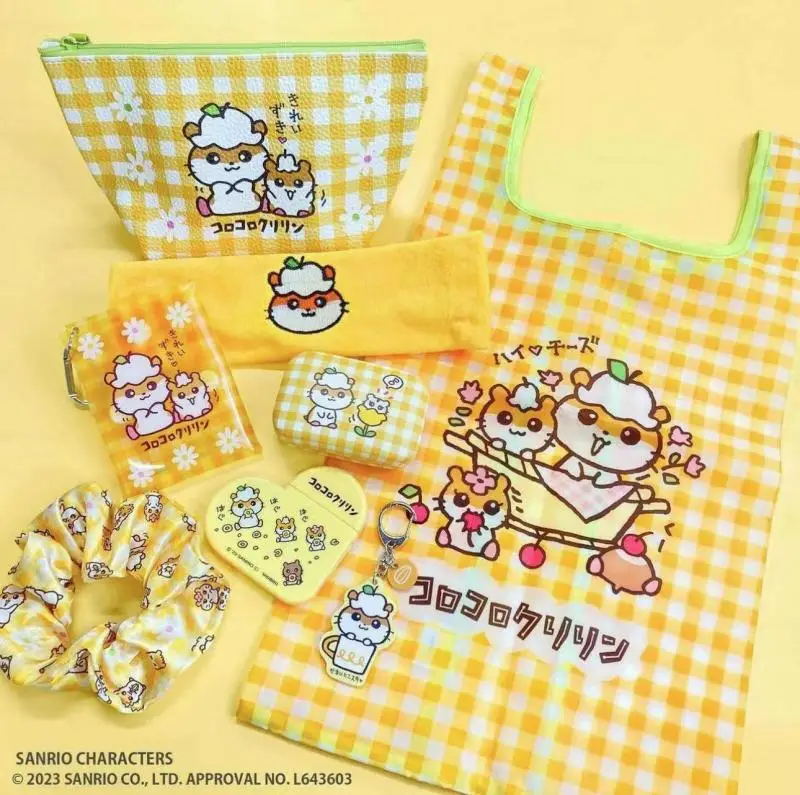 Original Sanrio Coro Coro Kuririn/sugarbunnies/usahana Mirror Storage Bag Car Keychain Pendant Anime Plush Figures Toys for Girl